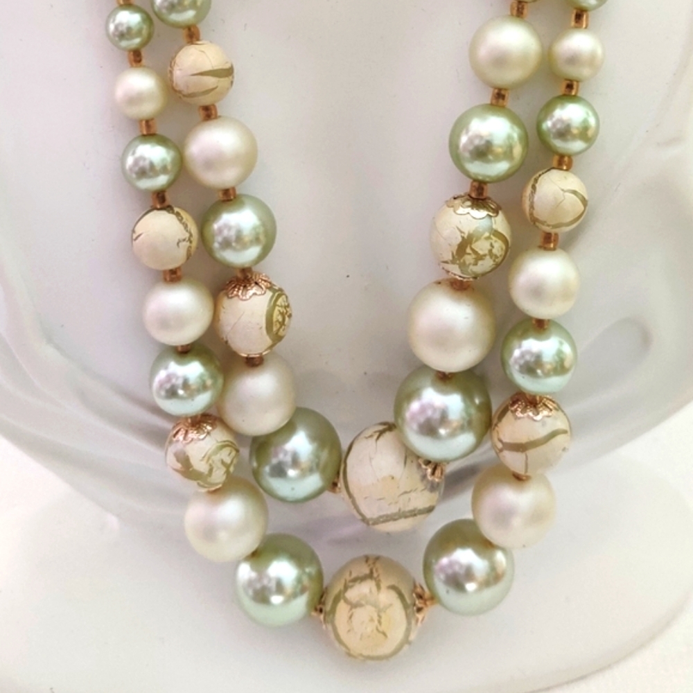 Vintage 60s Japan Double Strand Necklace EUC